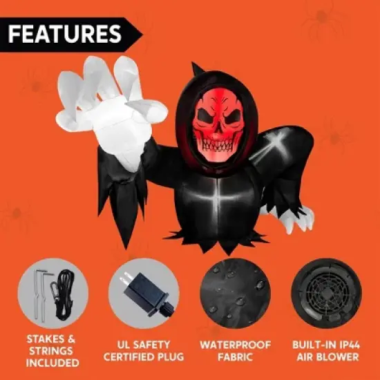 Joyfy 8 FT Halloween Inflatable Outdoor Decoration, Gaint Scary Grim Reaper Inflatable with LEDs for Halloween Party Outdoor Yard Lawn Garden Decor image {3}