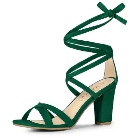 Allegra K Women's Lace Up High Block Heeled Sandals image {14}