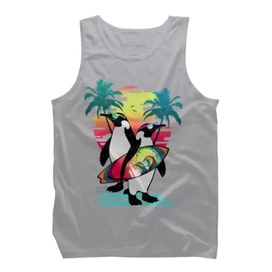 Men's Design By Humans Penguin Summer Vacation By clingcling Tank Top image {4}