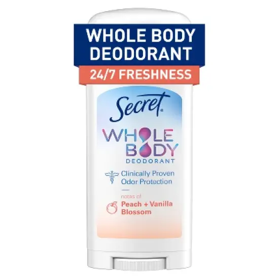 Secret Whole Body Solid Deodorant - Peach & Vanilla - Aluminum-Free 2.4oz image {13}