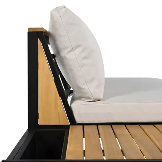 4-Piece Outdoor Patio Iron Sectional Sofa Set with Coffee Table and Side Storage Shelf image {14}