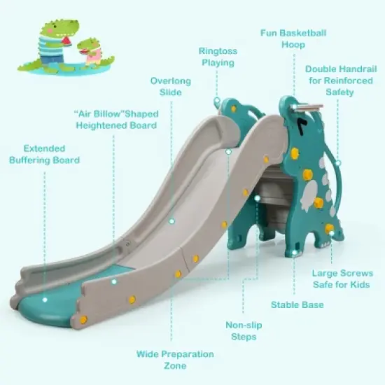 Costway 4 in 1 Kids Climber Slide Play Set w/Basketball Hoop & Toss Toy Indoor & Outdoor image {8}