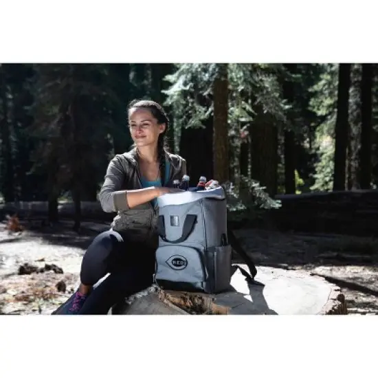MLB Cincinnati Reds On The Go Roll-Top Cooler Backpack - Heathered Gray image {7}
