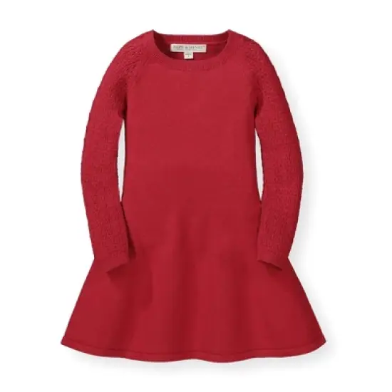 Hope & Henry Girls' Organic Cotton Skater Sweater Dress with Pointelle Sleeves, Infant image {7}
