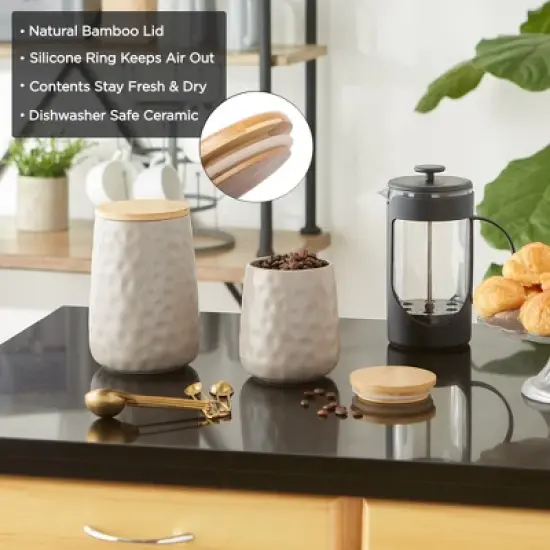 Design Imports Storm Blue Matte Dimple Texture Ceramic Canister Set/2 image {6}