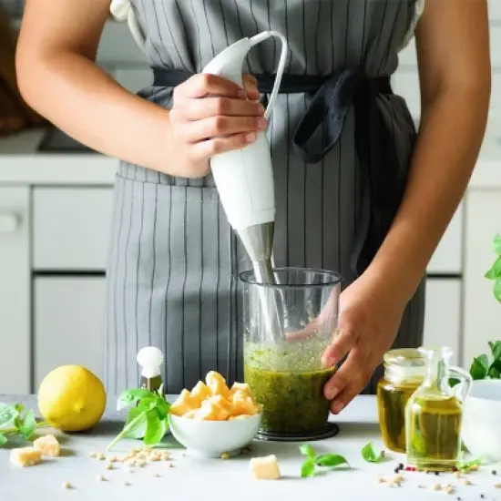6-Speed Immersion Blender - 4-in-1 Hand Mixer with Whisk, Food Processor Cup, and 32oz Beaker for Soup, Smoothies, and More by Classic Cuisine (Black) image {7}