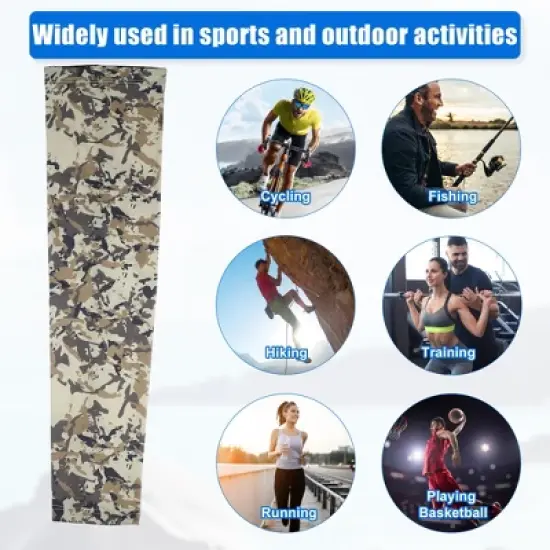 Unique Bargains Basketball Sports Camouflage Cooling Arm Elbow Compression Sleeve Yellow Brown 1 Pair image {1}
