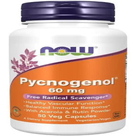 Pycnogenol 60mg by Now Foods  -  50 VegCap image {3}
