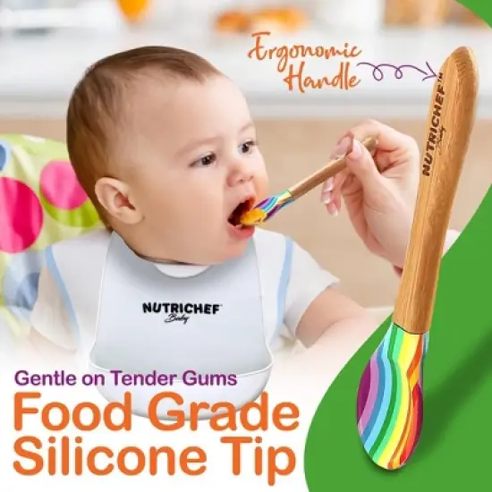 NutriChef Rainbow Dinnerware Set with Bibs for Kids image {3}