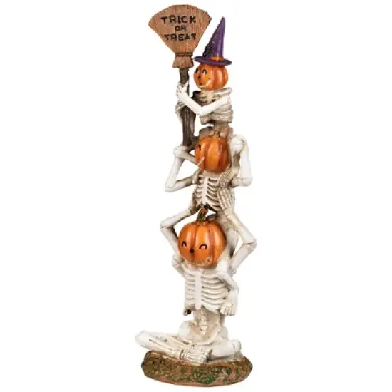 Northlight Trio of Stacked Trick or Treat Jack-O-Lantern Skeletons Halloween Decoration - 12.25" image {3}