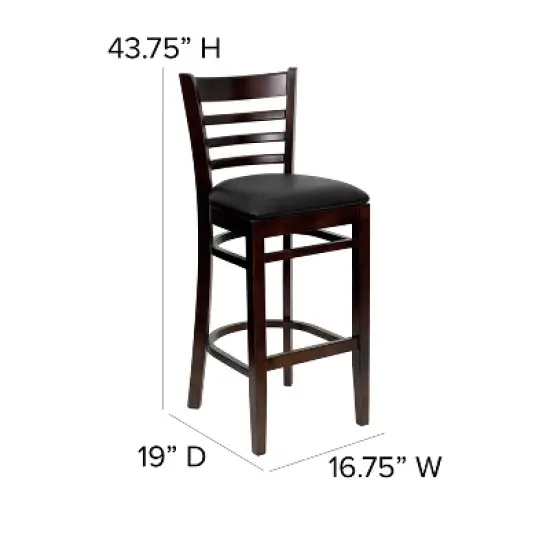 Emma and Oliver Ladder Back Wooden Restaurant Dining Barstool image {3}