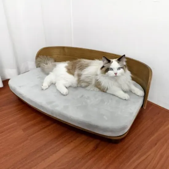 Large Elevated Pet Sofa Bed Kitten Puppy Wooden Couch Bed with Comfort Cushion,Sturdy Wood Leg, Waterproof, Stain-Resistant image {8}