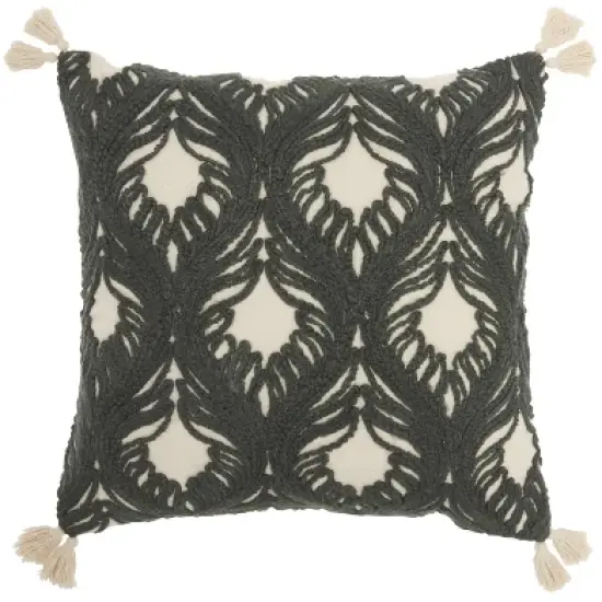 Mina Victory Life Styles Embroidered Feathers 18" x 18" Indoor Throw Pillow image {6}
