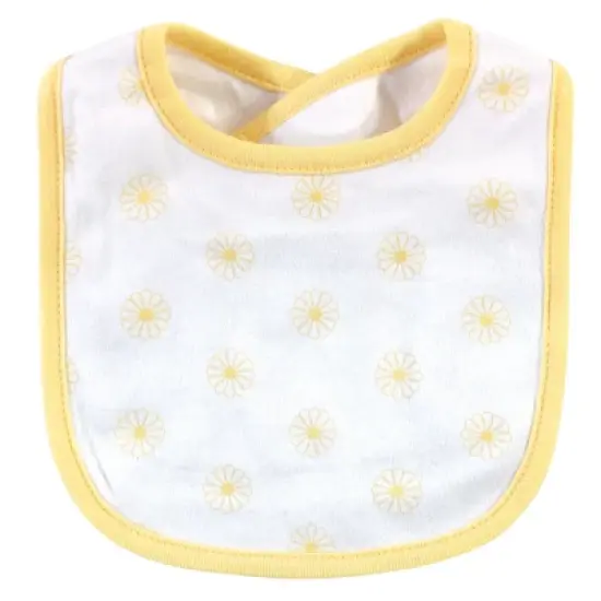 Hudson Baby Infant Girl Cotton Bib and Headband Set 5pk, Blue Daisy, One Size image {2}