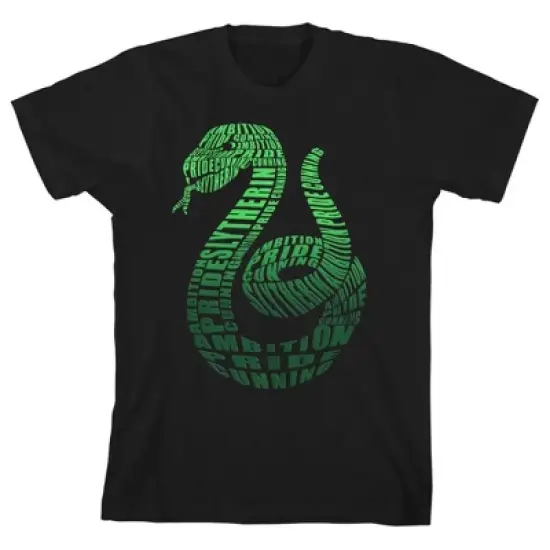 Harry Potter Graphic Slytherin Snake Emblem Black T-shirt Toddler Boy to Youth Boy image {4}