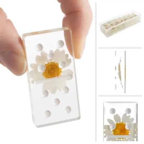 Acrylic Dominos Set - 28-Piece Domino Game with Display Box - Strategy Game, Tabletop Decoration and Modern Home Decor- Daisy image {3}
