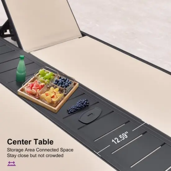 PURPLE LEAF Outdoor Double Chaise Lounge Aluminum Lounge Chairs with Adjustable Backrest Tanning Daybed Reclining Loveseat for Pool Beach Garden Patio image {4}