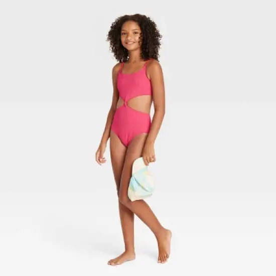 Girls' Summer Heat One Piece Swimsuit - art class&trade; Pink image {2}