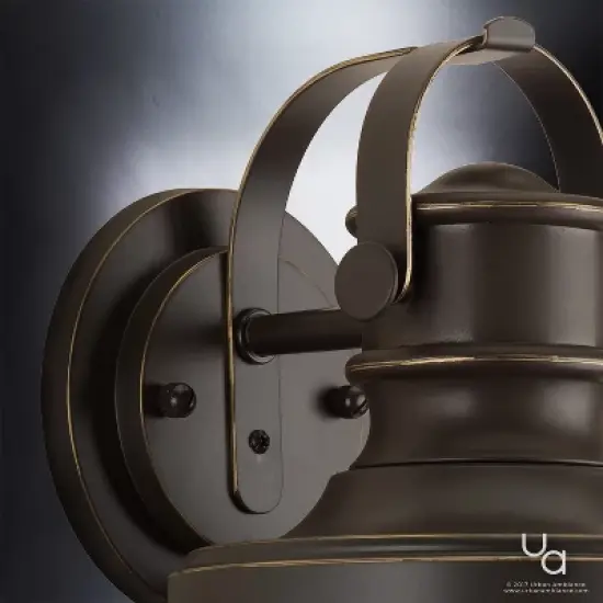 Urban Ambiance Luxury Luxe Industrial Outdoor Wall Light,  10"H x 8-1/2"W,  Olde Bronze Finish, UHP1040 image {3}