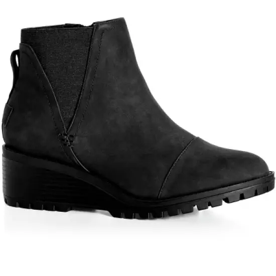 Women's Wide Fit Eden Wedge Ankle Boot - black | EVANS image {7}