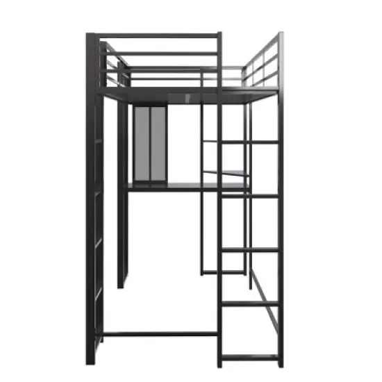 Twin Adele Loft Bed with Desk Black - Room & Joy image {6}
