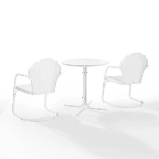 Tulip 3pc Outdoor Bistro Set with Table & 2 Chairs - White - Crosley image {2}