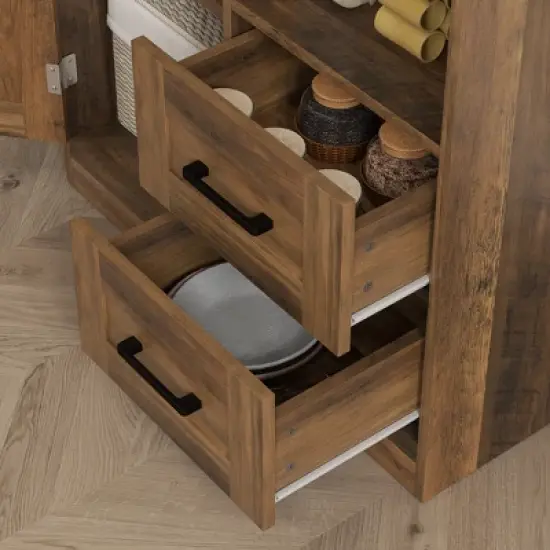 HOMCOM Farmhouse Kitchen Pantry, 71" Tall Storage Cabinet with Microwave Oven Countertop image {5}