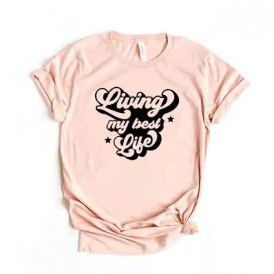 Simply Sage Market Women's Retro Living My Best Life Short Sleeve Graphic Tee image {2}