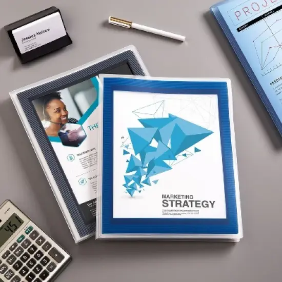 Avery Flexi-View Six-Pocket Polypropylene Organizer 150-Sheet Cap. Translucent/Navy 47696 image {7}