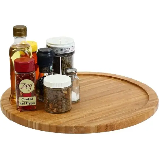 YBM HOME Bamboo Lazy Susan Single Turntable, Pack of 6 image {5}