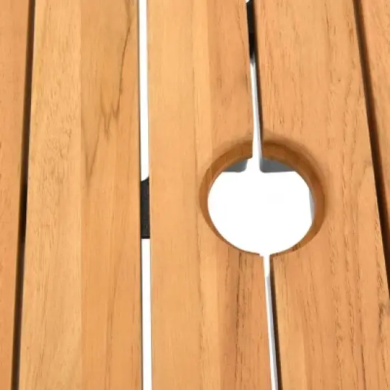 Wooden Outdoor Dining Set with Metal Base 7 Piece Patio Furniture image {9}