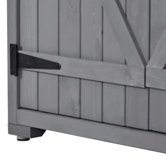 5.8ftx3ft Outdoor Wood Lean-to Storage Shed Tool Organizer with Waterproof Asphalt Roof, Lockable Doors, 3-tier Shelves-ModernLuxe image {10}