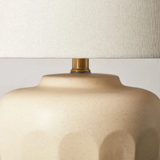 Faceted Ceramic Table Lamp Taupe/Cream (Includes LED Light Bulb) - Hearth & Hand&trade; with Magnolia image {3}