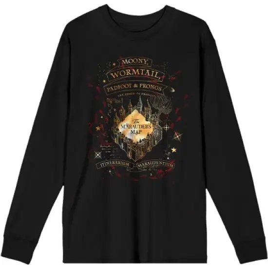 Harry Potter Marauder's Map Women's Black Long Sleeve Shirt image {3}
