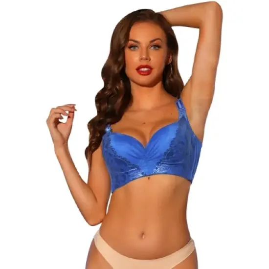 Allegra K Women's Push Up Wide Straps High Back Full Coverage Underwire Bra image {7}