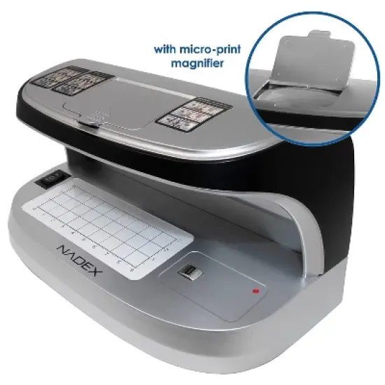 Nadex Coins&trade; V27 Desktop UV Counterfeit Detector with Micro Print Magnifier in Silver image {5}