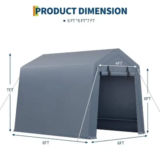 GustoWave Waterproof Portable Garage Shelter Shed Carport for Motorcycle Bike image {1}