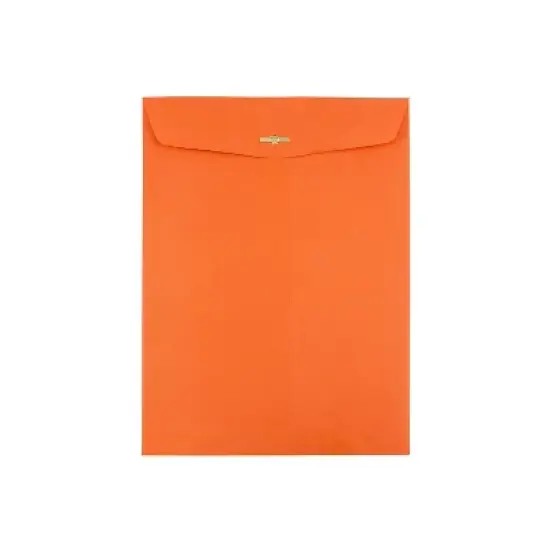 JAM Paper 10 x 13 Open End Catalog Colored Envelopes with Clasp Closure Orange Recycled 50/Pack image {1}