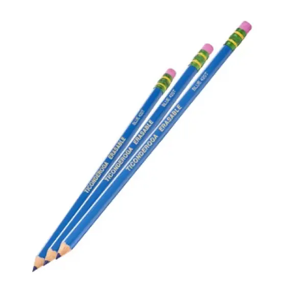 Ticonderoga Erasable Colored Pencils, Blue, 12 Per Pack, 2 Packs image {2}