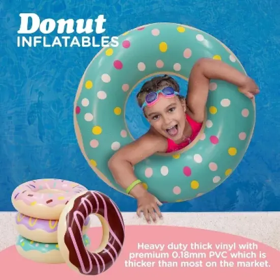4e's Novelty 4-Pack Pool Donut Floats 30" Swim Rings For Kids & Adults, Vibrant, Durable Pool Party Floaties Perfect For Pools, Beaches, Lakes image {6}