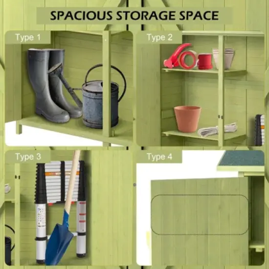 Karl Home 55''W X 63''H Green Solid Wood Outdoor Storage Shed image {3}