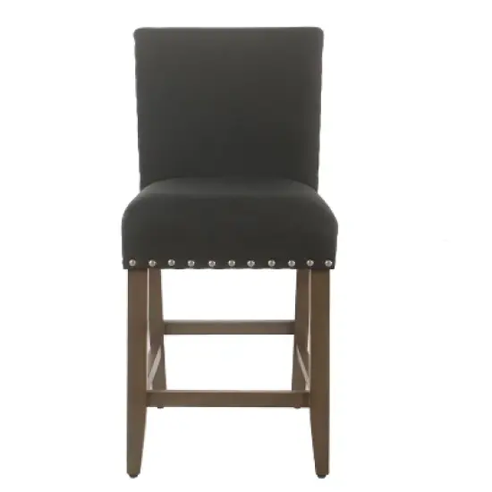 24" Upholstered Counter Height Barstool with Nailheads - HomePop image {7}