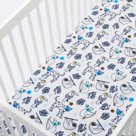 Fitted Crib Sheet Gone Wild - Cloud Island&trade; Navy image {2}