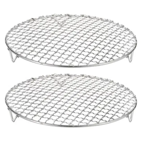 Unique Bargains Stainless Steel Round Cross Wire Barbecue Grill with Legs image {45}