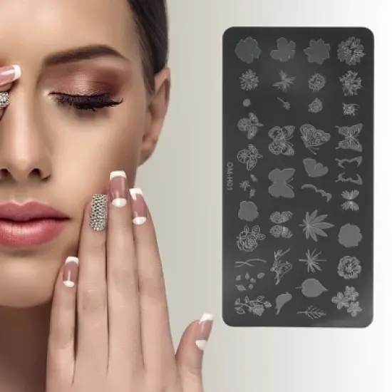 Unique Bargains Colorful Nail Art Stamp OM-H01 Silver Tone 1 Pc image {3}