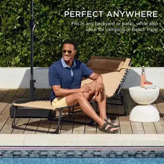 Best Choice Products Patio Chaise Lounge Chair, Outdoor Portable Adjustable Pool Recliner w/ Pillow image {5}