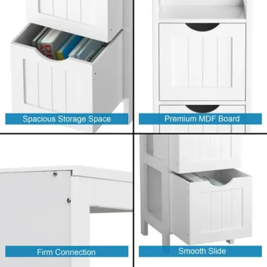 Costway Floor Cabinet Multifunction Bathroom Storage Organizer Rack w/2 Drawers image {8}