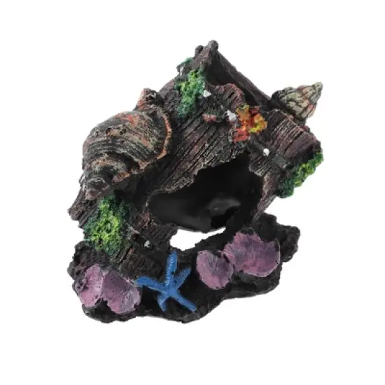 Unique Bargains Aquarium Decorations Hollow Tree Trunk Ornament Resin Fish Accessories Multicolor 4.72" Length 1 Pcs image {4}