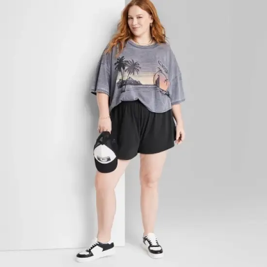 Women's Ascot + Hart Graphic Pull-On Shorts - Black image {4}