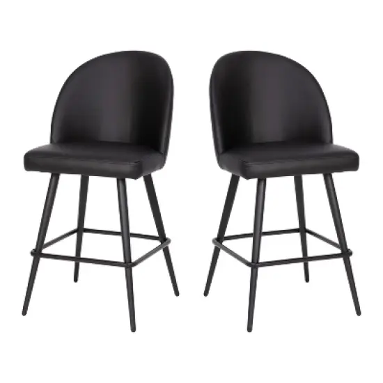 Merrick Lane Set of 2 Modern Armless Counter Stools with Contoured Backs, Steel Frames, and Integrated Footrests image {12}